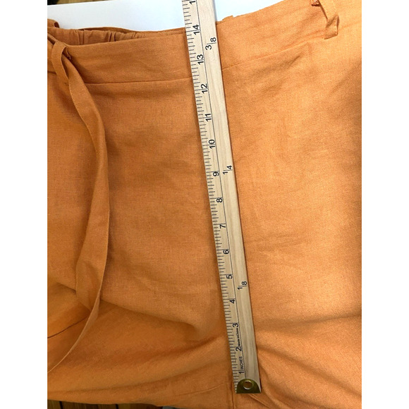 Joie Linen Blend Wide Leg Cropped Pants Pockets Elastic Waist Orange Size XL - Picture 4 of 11